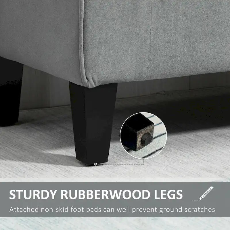 Button-Tufted Storage Ottoman Bench with Rolled Armrests