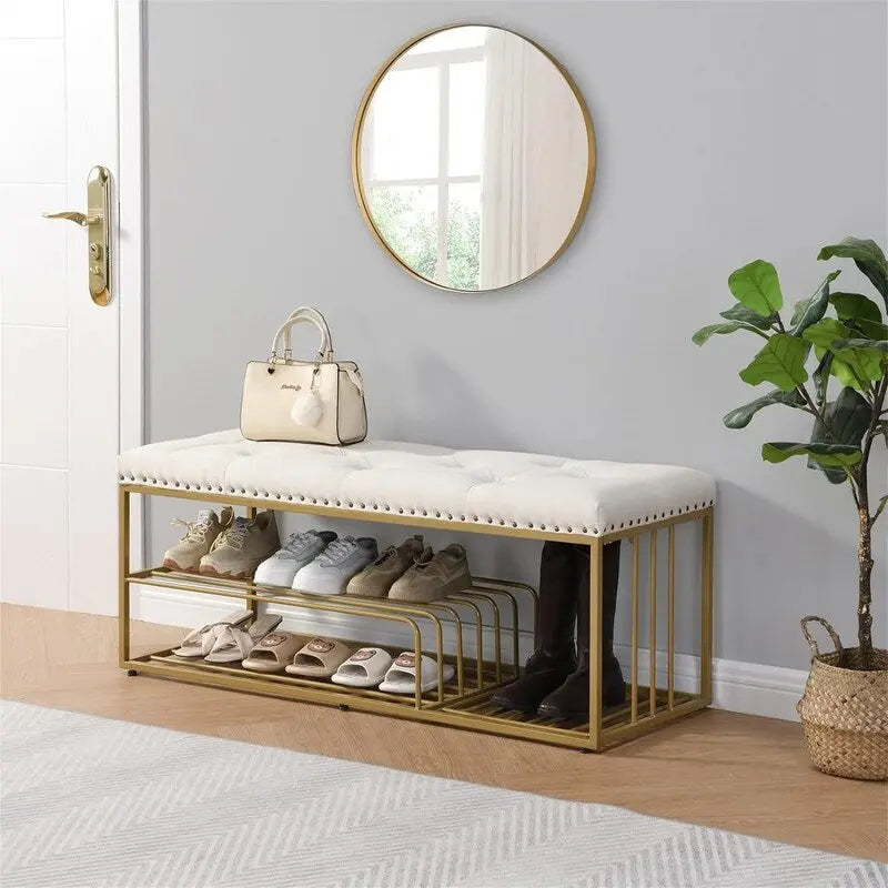 Linen Bench with Storage - 17D x 47.2W x 19H