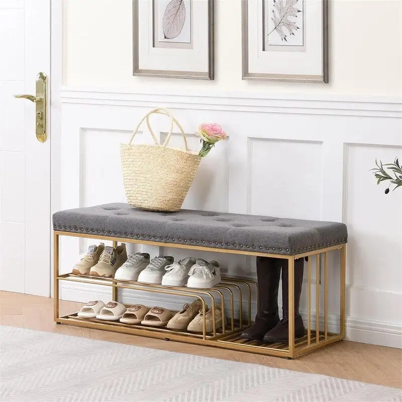 Linen Bench with Storage - 17D x 47.2W x 19H