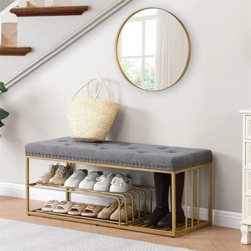 Linen Bench with Storage - 17D x 47.2W x 19H