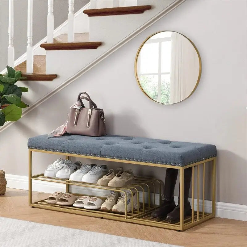 Linen Bench with Storage - 17D x 47.2W x 19H