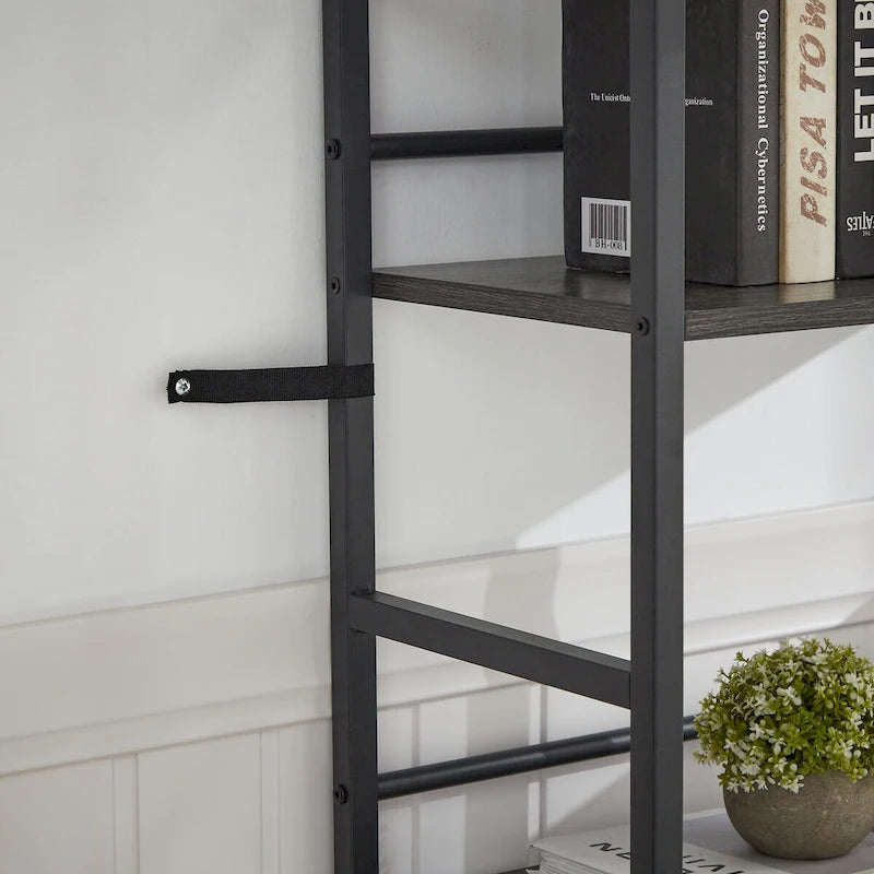 Triple Wide 5-shelf Bookshelves Industrial Retro Wooden Style Home and Office Large Open Bookshelves