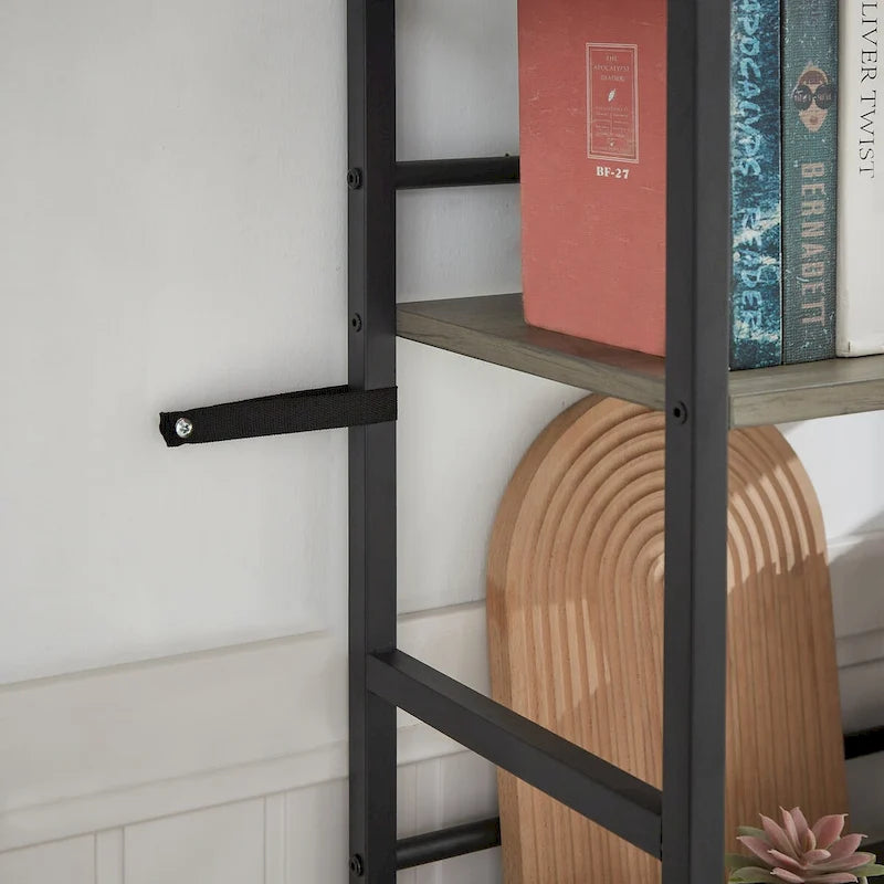 Triple Wide 5-shelf Bookshelves Industrial Retro Wooden Style Home and Office Large Open Bookshelves