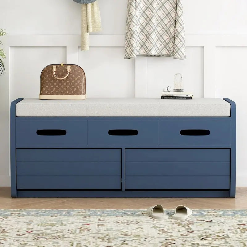 Rustic Storage Bench with Drawers and Hidden Storage