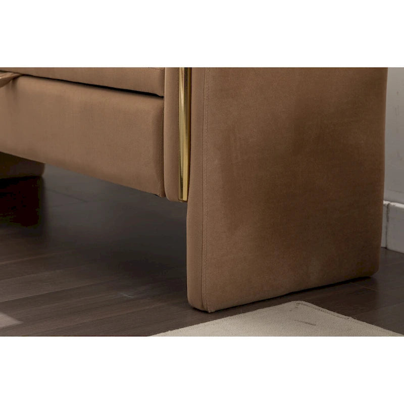Teddy Fabric Storage Bench Bedroom Bench With Gold Metal Trim Strip For Living Room Bedroom Indoor