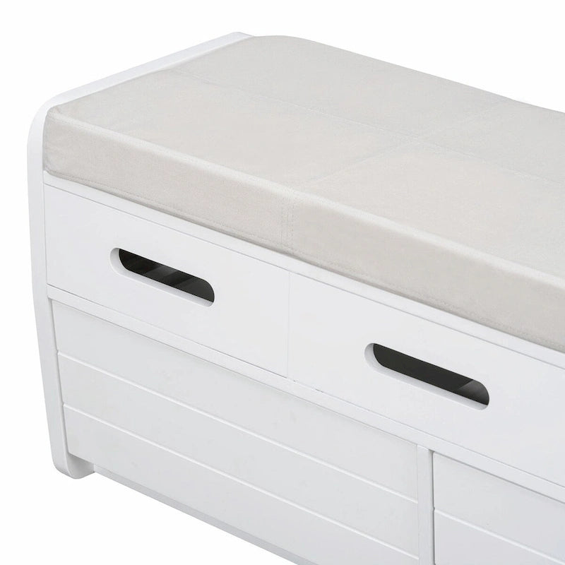 Rustic Storage Shoe Bench with 2 Drawers, Hidden Storage, and 3 False Top Drawers
