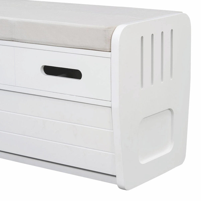 Rustic Storage Shoe Bench with 2 Drawers, Hidden Storage, and 3 False Top Drawers