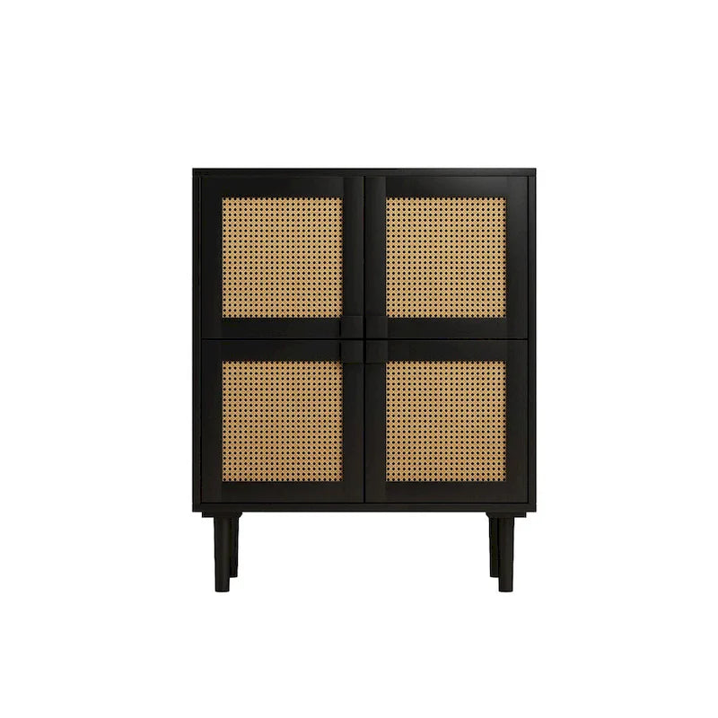 4 Doors Rattan Mesh Shoe Storage Cabinet for Entryway Living Room