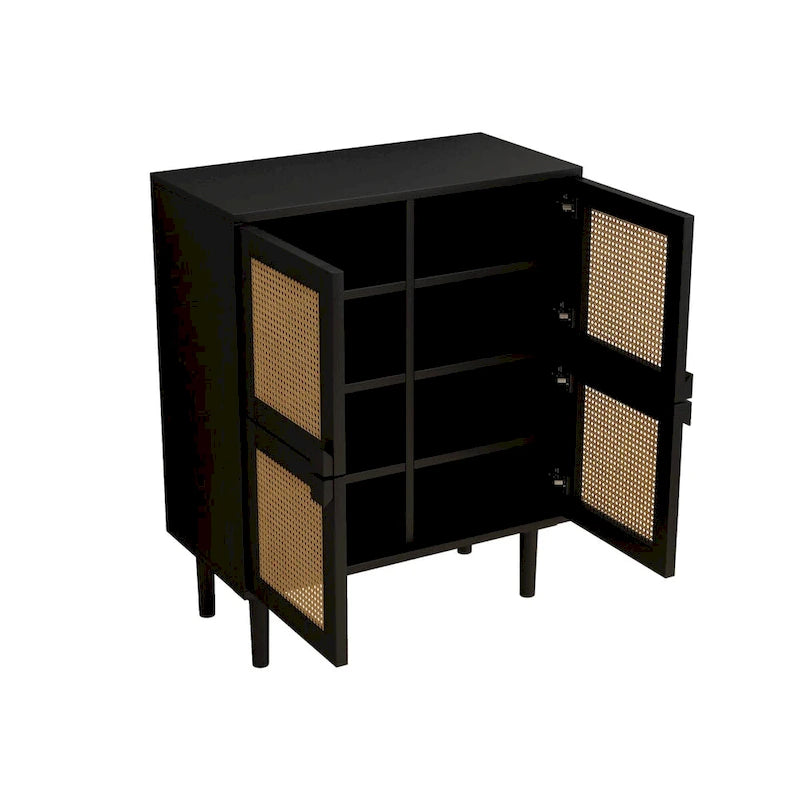 4 Doors Rattan Mesh Shoe Storage Cabinet for Entryway Living Room