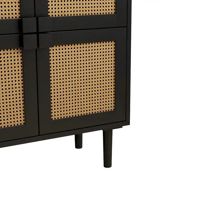 4 Doors Rattan Mesh Shoe Storage Cabinet for Entryway Living Room