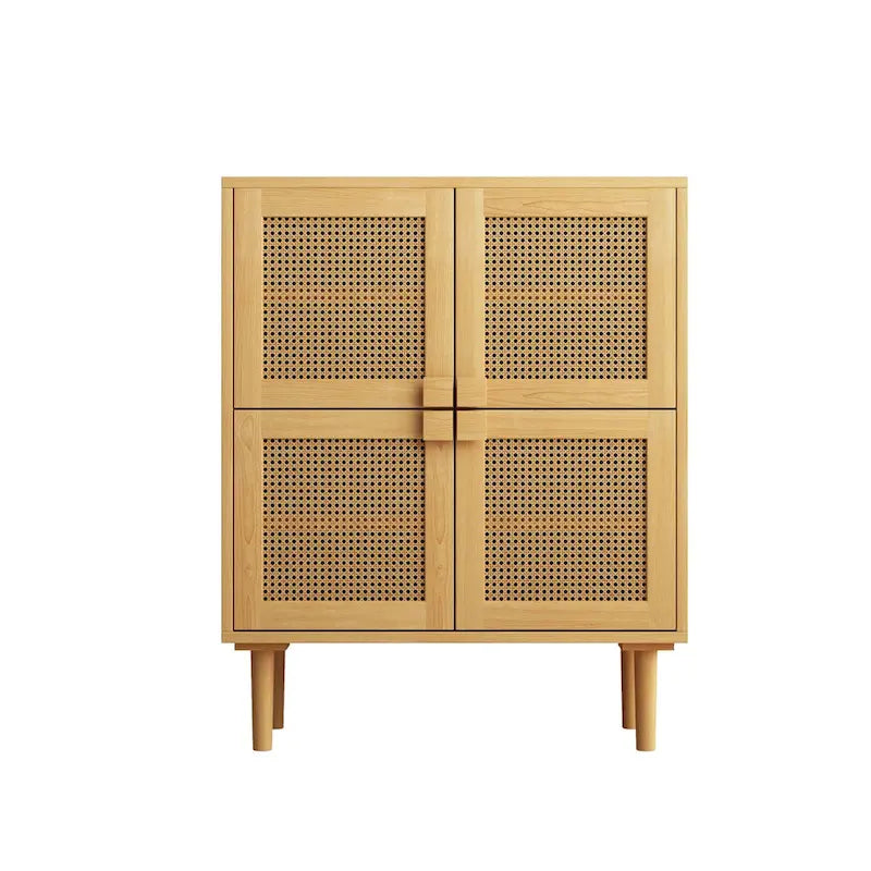 4 Doors Rattan Mesh Shoe Storage Cabinet for Entryway Living Room