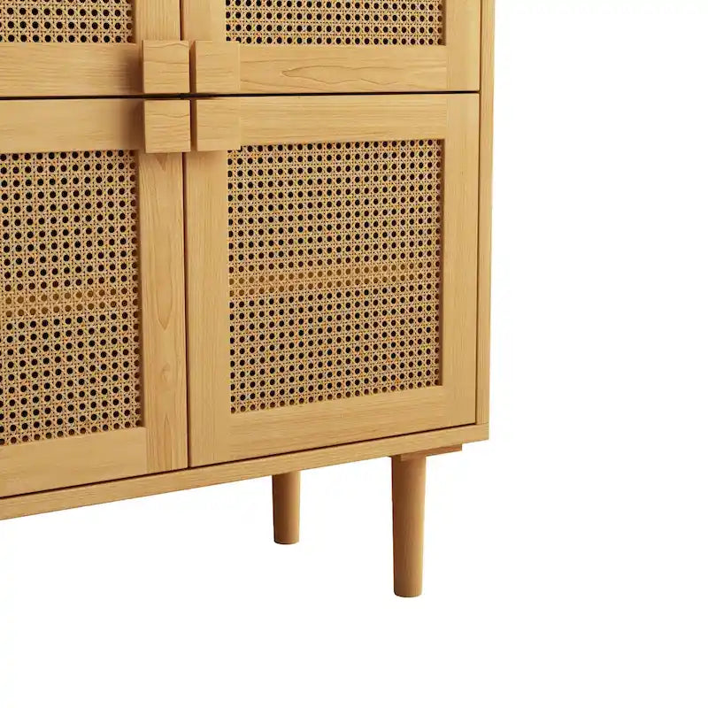 4 Doors Rattan Mesh Shoe Storage Cabinet for Entryway Living Room