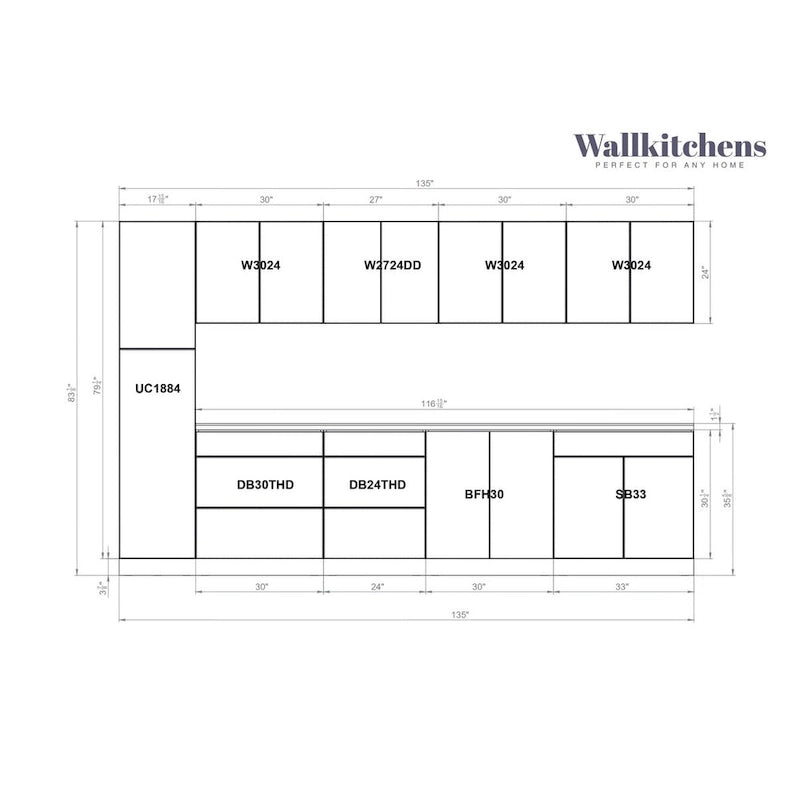 Kitchen Elegant Collection Gray Color Base Size 11Ft Wide - 135x24