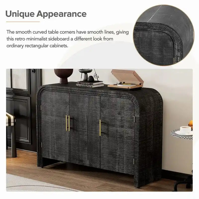 47.2W Sideboard with Gold Handles and Adjustable Dividers - N/A