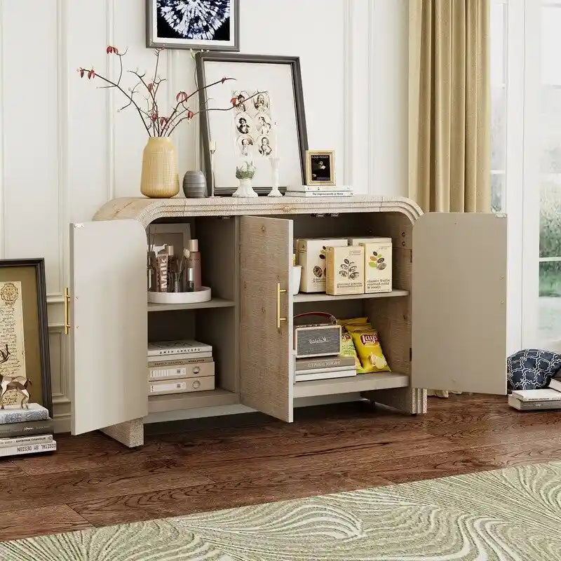 47.2W Sideboard with Gold Handles and Adjustable Dividers - N/A