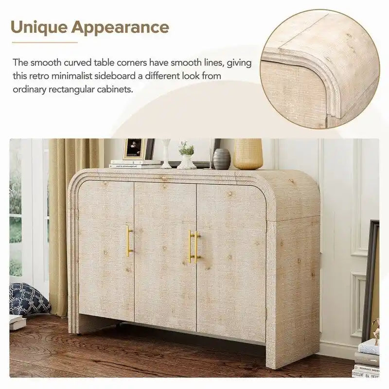 47.2W Sideboard with Gold Handles and Adjustable Dividers - N/A