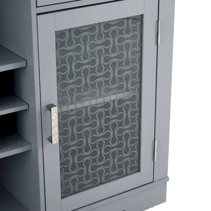 56.46W Sideboard with 2 Drawers and Elegant Glass Door Cabinets - N/A