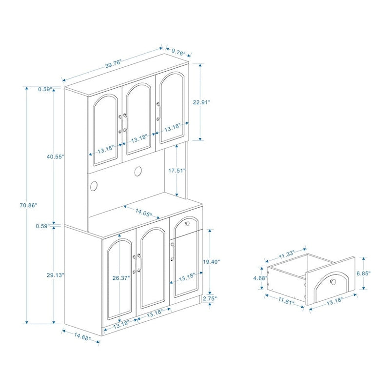 Kitchen Pantry Storage Cabinet with Microwave Oven Countertop