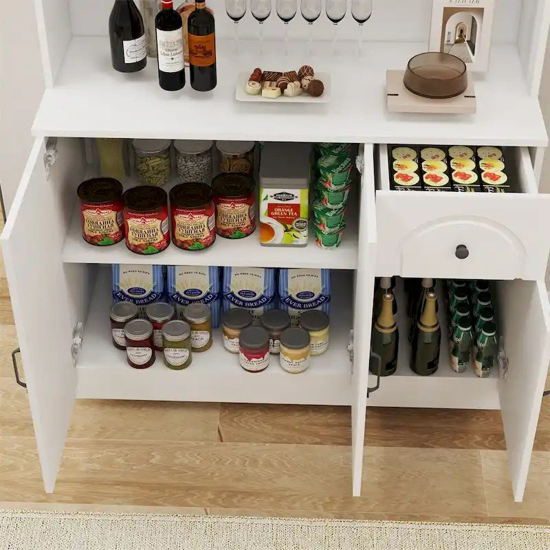 Kitchen Pantry Storage Cabinet with Microwave Oven Countertop