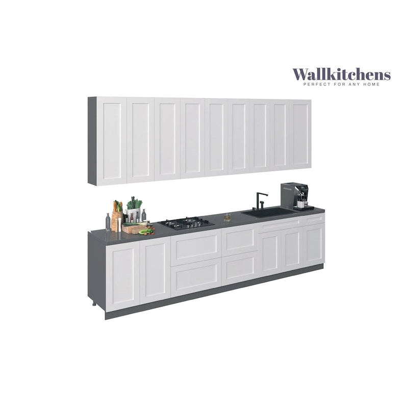Kitchen Elite Epicure Collection White Matte Color Base Size 11Ft Wide - 138x24