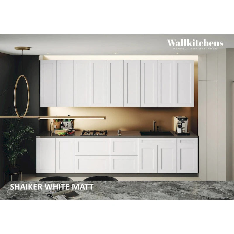 Kitchen Elite Epicure Collection White Matte Color Base Size 11Ft Wide - 138x24