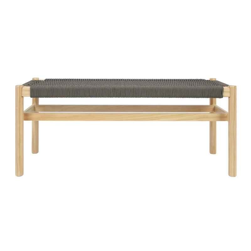 Fernway Solid Wood and Woven Rope Entryway Bench - 43.3L x 15.0W x 18.0H