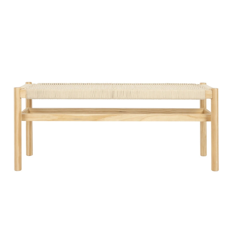 Fernway Solid Wood and Woven Rope Entryway Bench - 43.3L x 15.0W x 18.0H