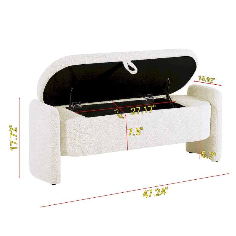 Fleece Fabric Bench with Large Storage Space