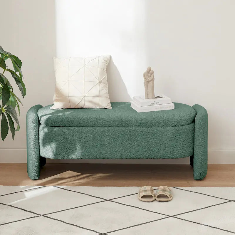 Fleece Fabric Bench with Large Storage Space