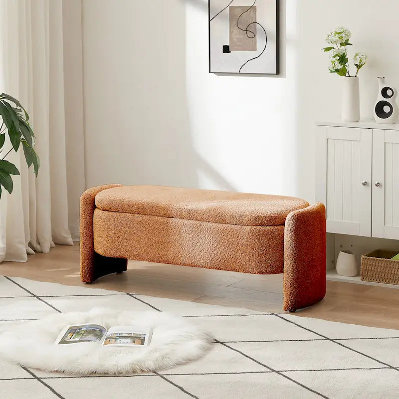 Fleece Fabric Bench with Large Storage Space