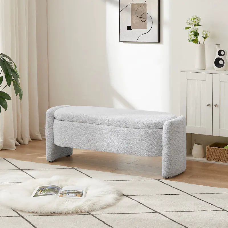 Fleece Fabric Bench with Large Storage Space