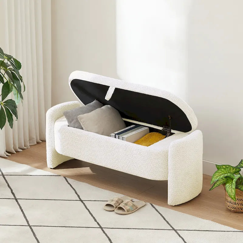 Fleece Fabric Bench with Large Storage Space
