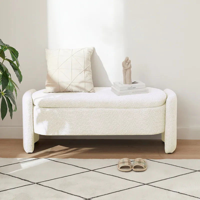 Fleece Fabric Bench with Large Storage Space