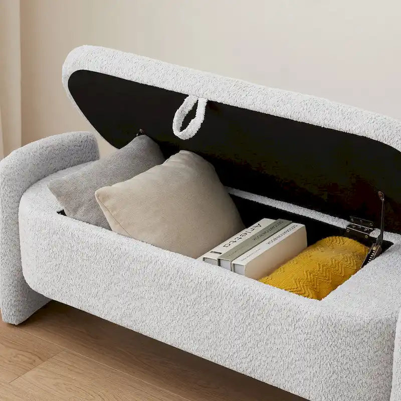 Fleece Fabric Bench with Large Storage Space