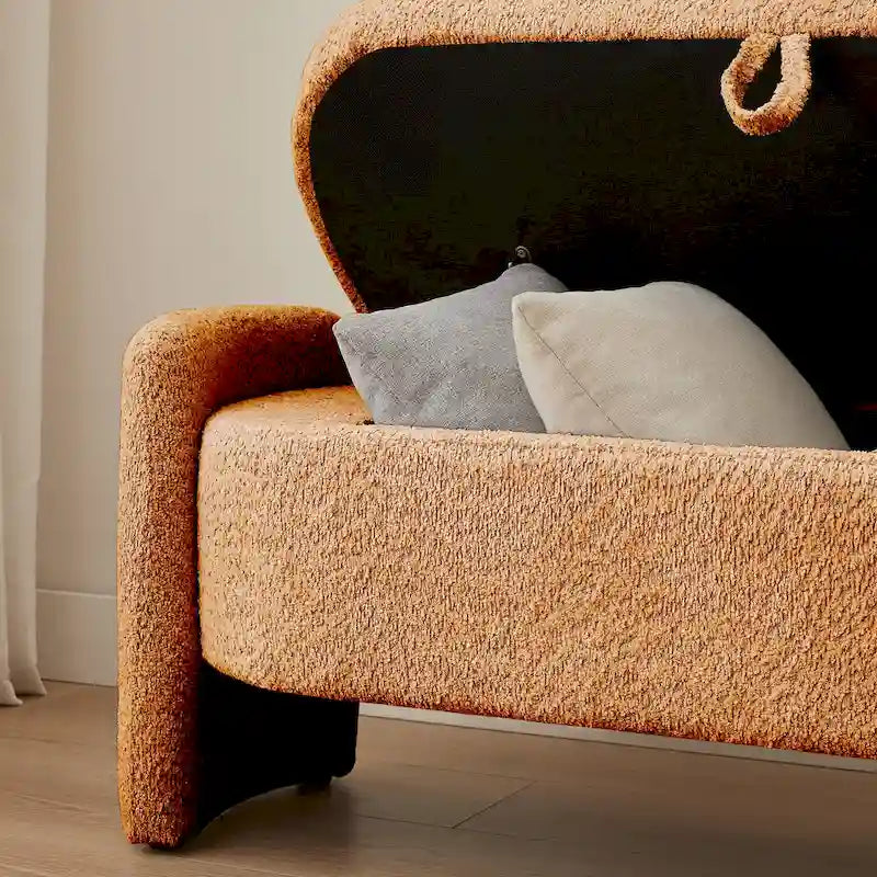 Fleece Fabric Bench with Large Storage Space