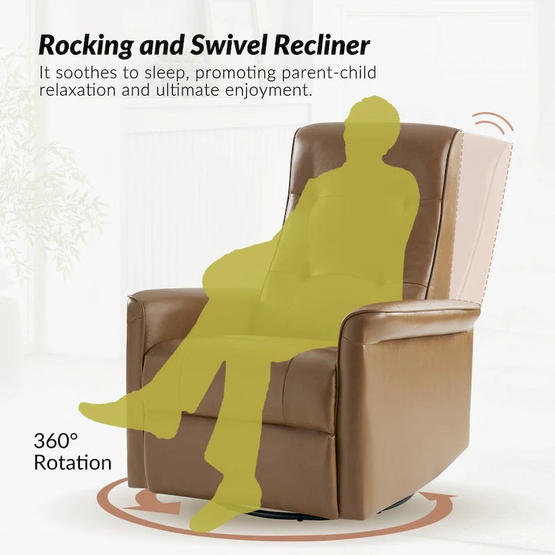 Modern Faux Leather Swivel Power Recliner with USB Ports Set of 2