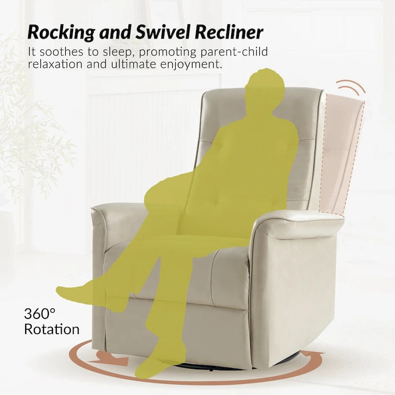 Modern Faux Leather Swivel Power Recliner with USB Ports Set of 2