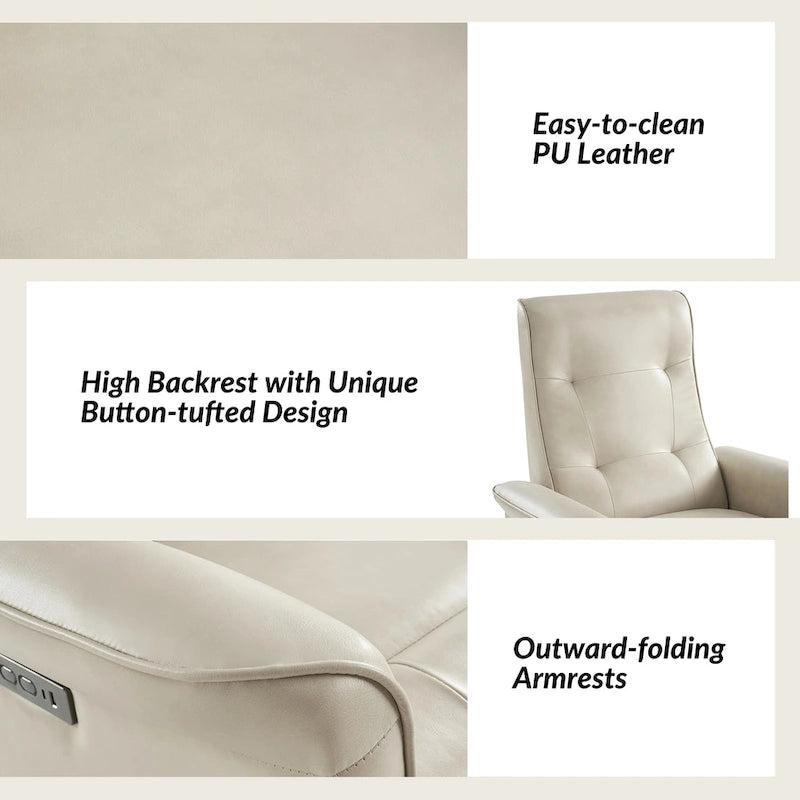 Modern Faux Leather Swivel Power Recliner with USB Ports Set of 2