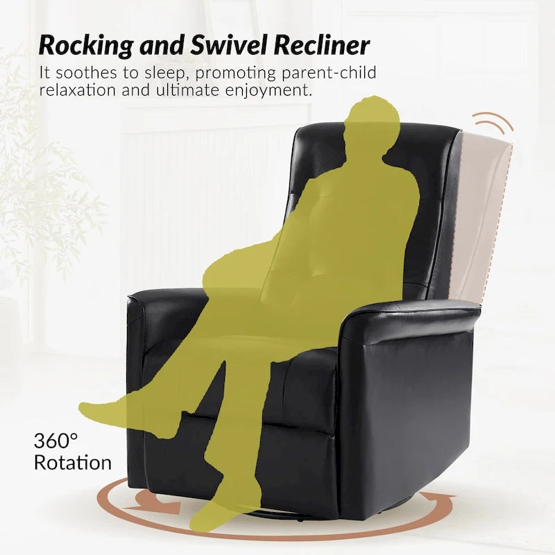 Modern Faux Leather Swivel Power Recliner with USB Ports Set of 2
