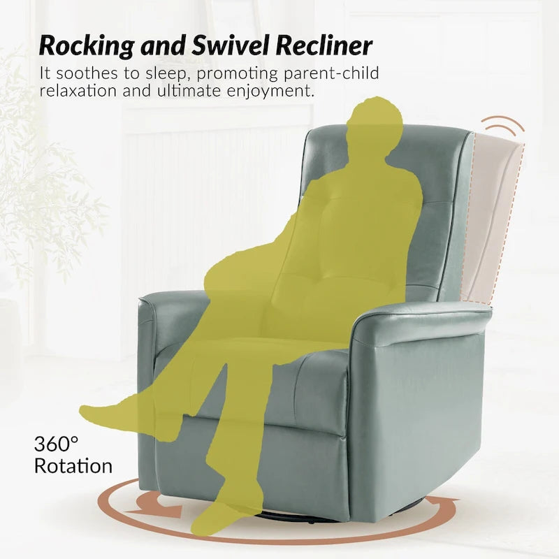 Modern Faux Leather Swivel Power Recliner with USB Ports Set of 2