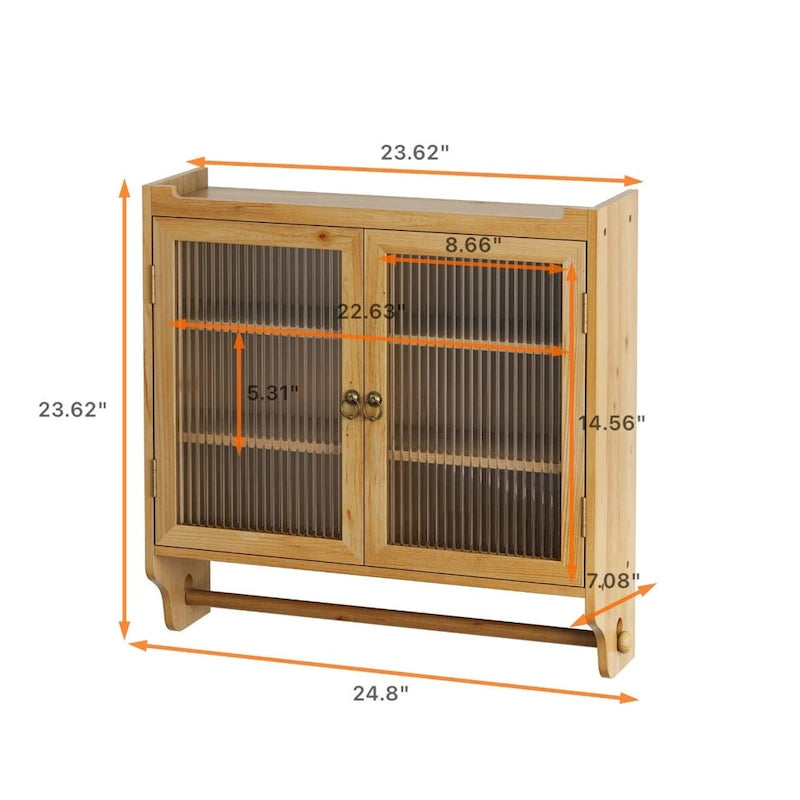 Glass Door Vintage Double Door Wall Cabinet