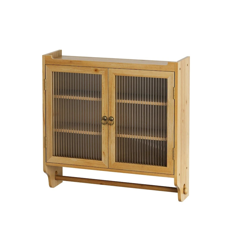Glass Door Vintage Double Door Wall Cabinet