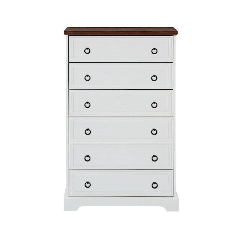 Modern 6 Drawer Dresser, Tall Chest of Drawers Closet Organizers & Storage Clothes - Easy Pull Handle, Textured Borders