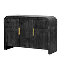 Retro Minimalist Curved Sideboard w/Gold Handles & Adjustable Dividers