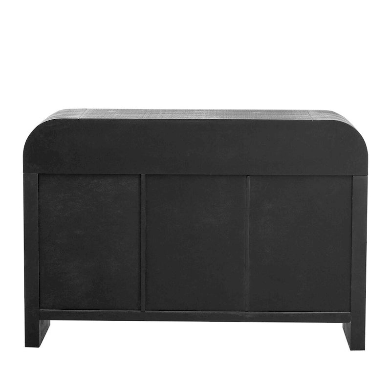Retro Minimalist Curved Sideboard w/Gold Handles & Adjustable Dividers