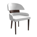 Leather Dining Chair with a Curved Back in Rubberwood Series