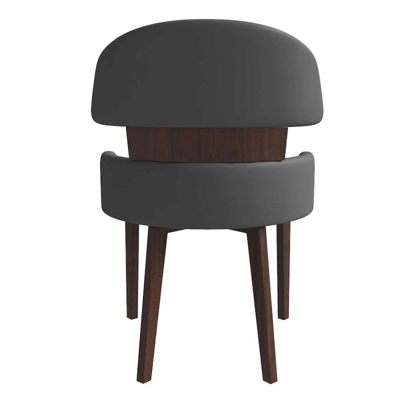 Leather Dining Chair with a Curved Back in Rubberwood Series