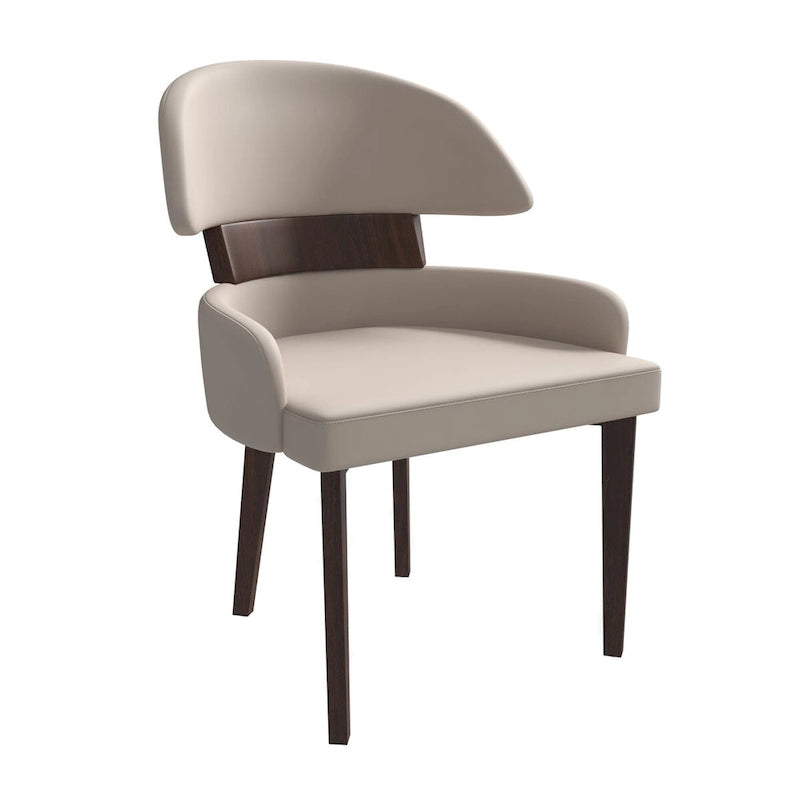 Leather Dining Chair with a Curved Back in Rubberwood Series