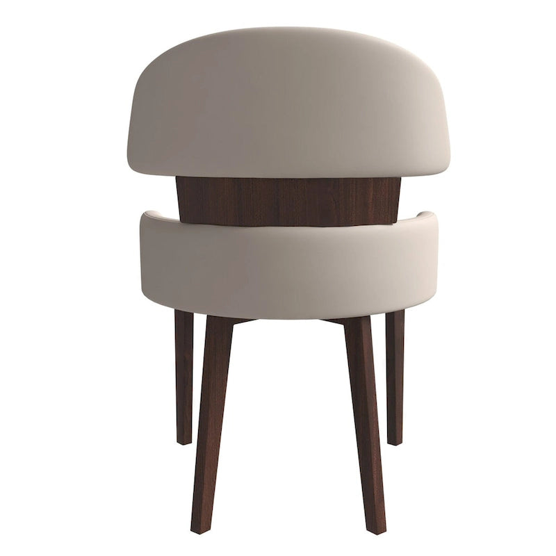Leather Dining Chair with a Curved Back in Rubberwood Series