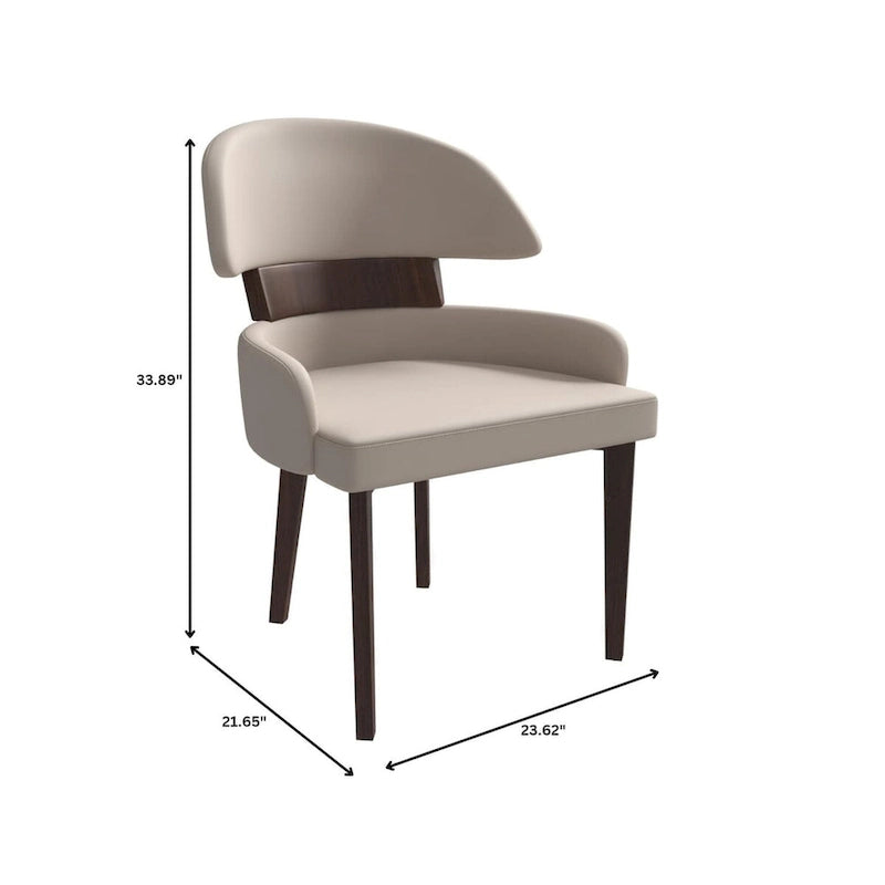 Leather Dining Chair with a Curved Back in Rubberwood Series